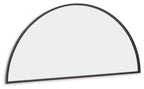 Half-moon accent mirror with black border and rounded top.