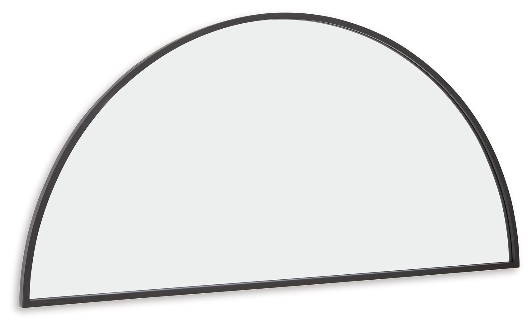 Half-moon accent mirror with black border and rounded top.