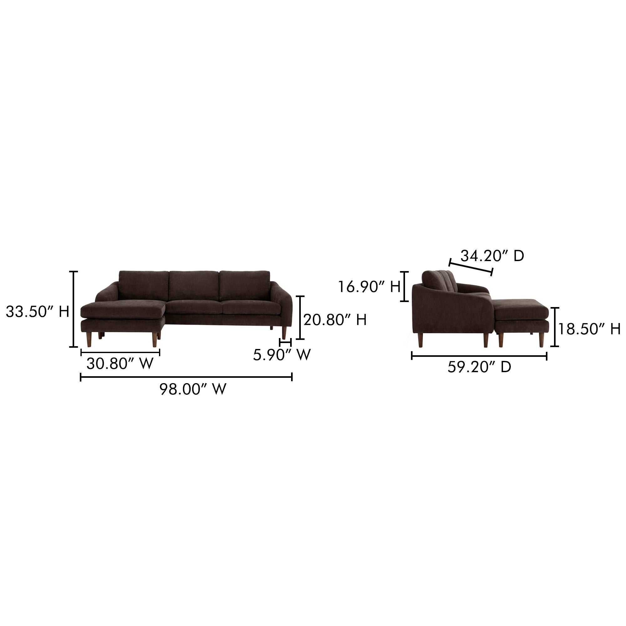 Quinn - Sectional - Dark Brown-Stationary Sectionals-American Furniture Outlet