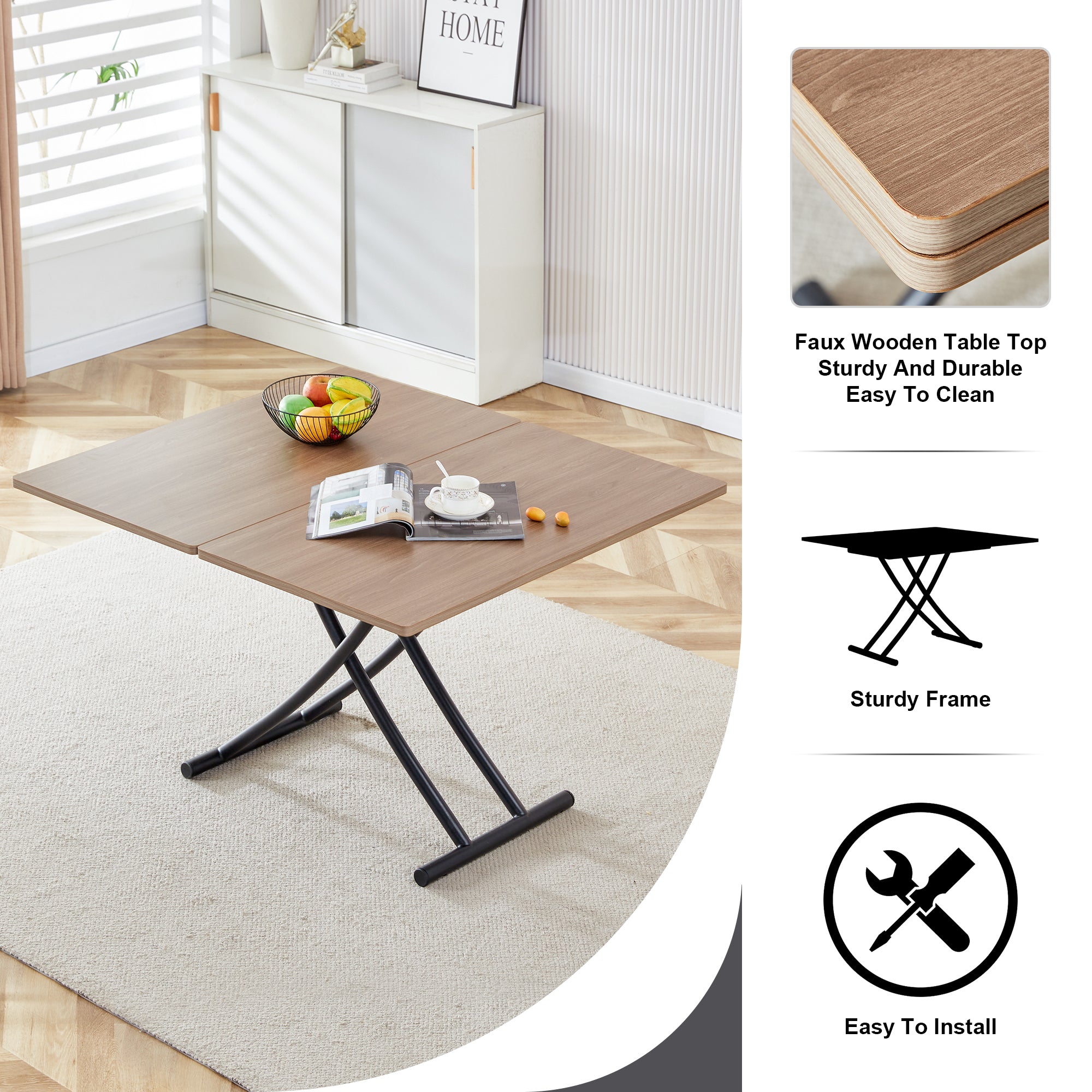 Modern Lift-Top Table & 4 Chairs Set - LT-10055
