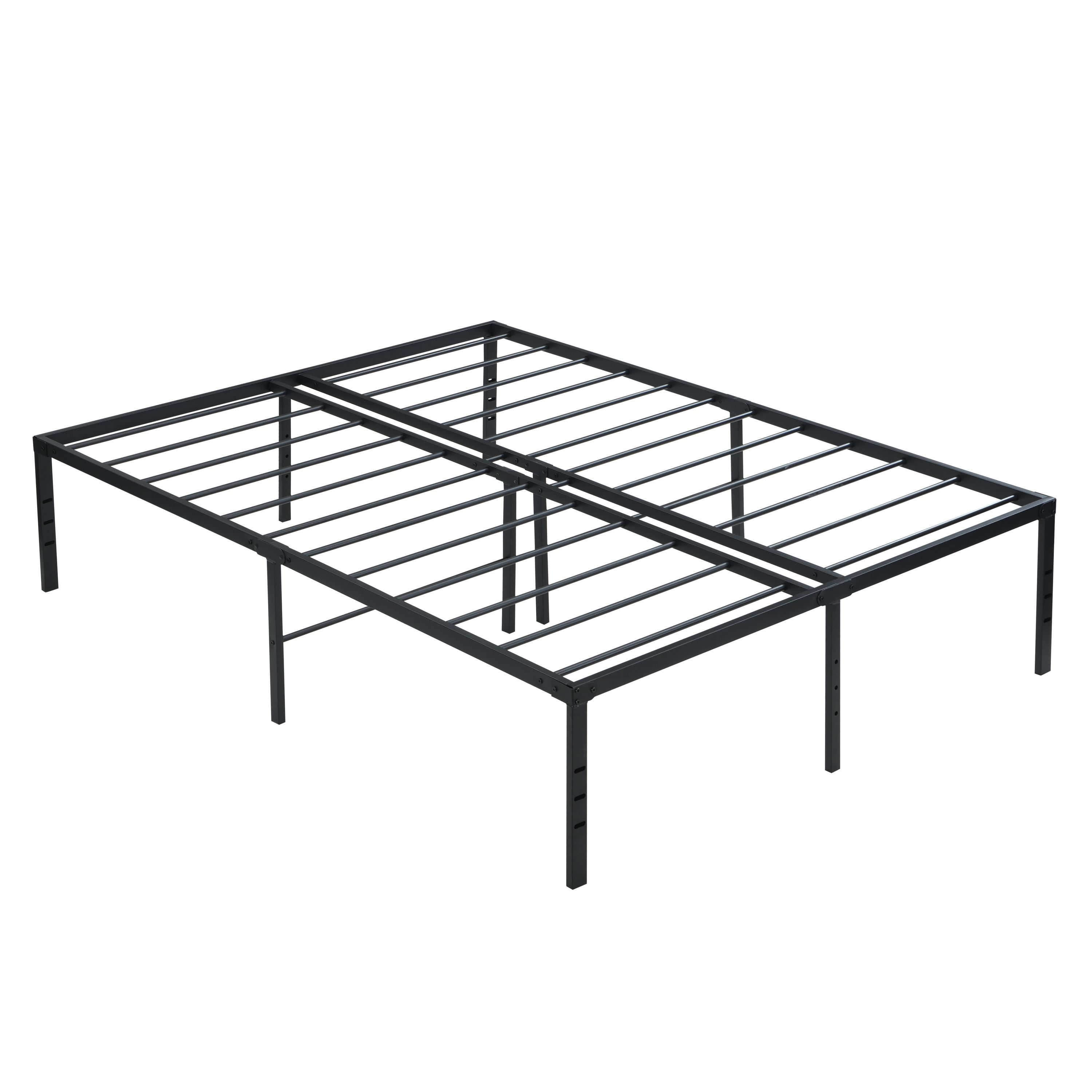 Heavy Duty Metal Queen Bed Frame - Quiet, Black, Easy Assembly
