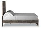 Gray full panel bed rails with headboard panel and side rails, dark wood finish