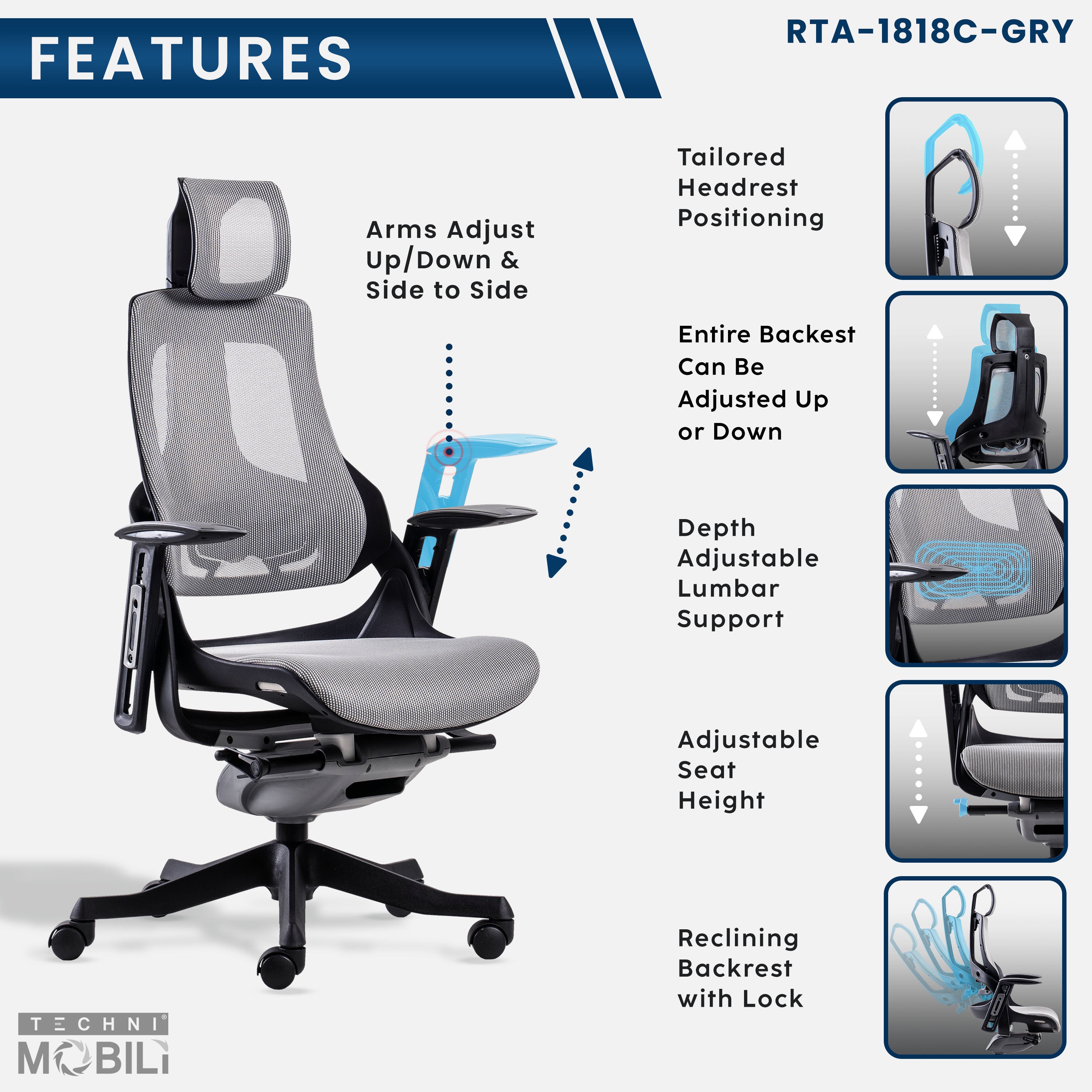 LUX Ergonomic Executive Chair - Grey