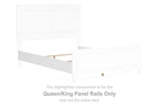 White queen/king panel rails attached to bed frame, headboard section