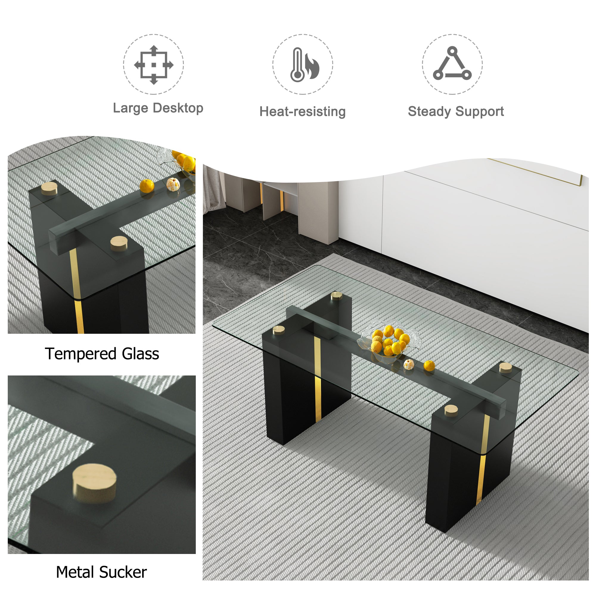 Modern Glass Dining Table Set for 6-8 People