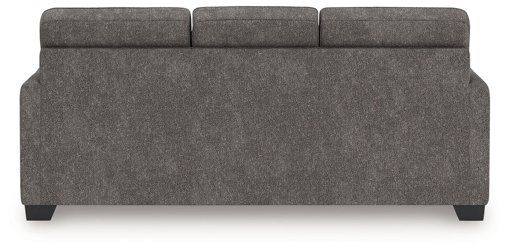 Dark gray sofa backrest and seat with squared arms