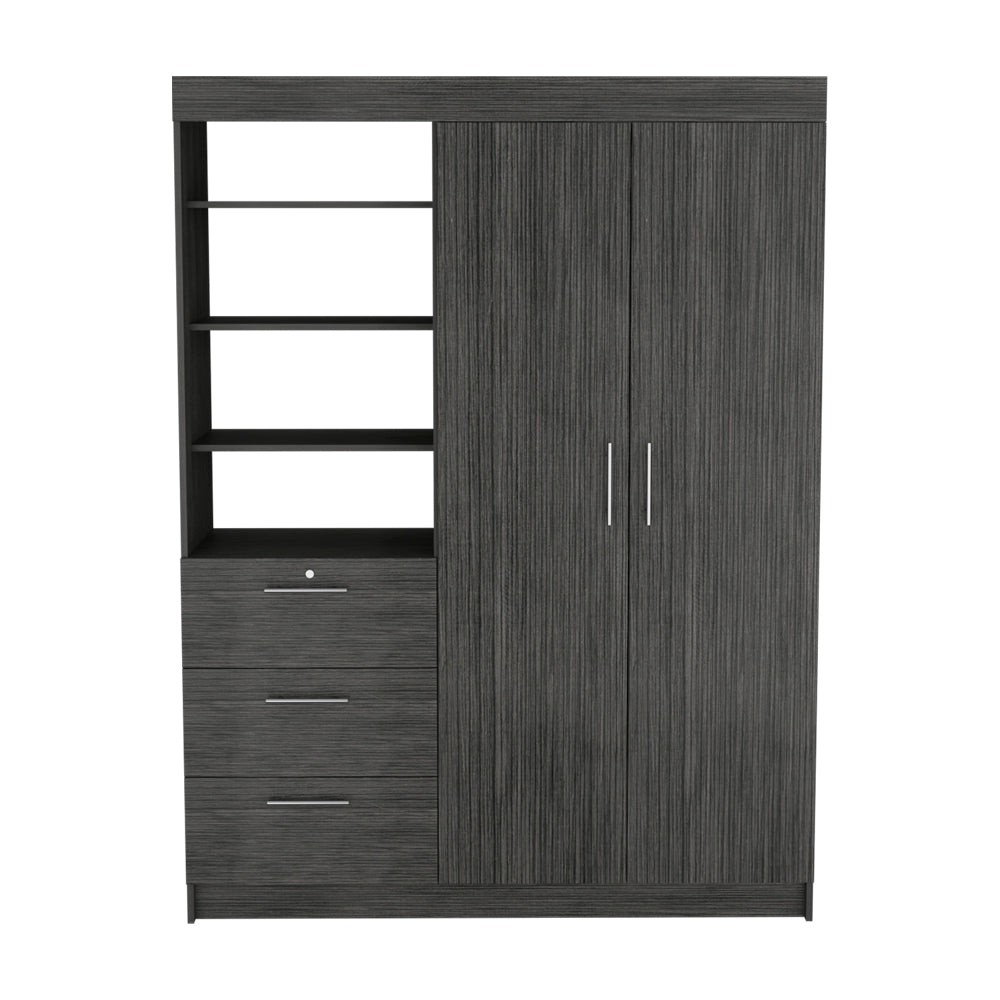 Smokey Oak Rumanu Bedroom Armoire Storage Wardrobe