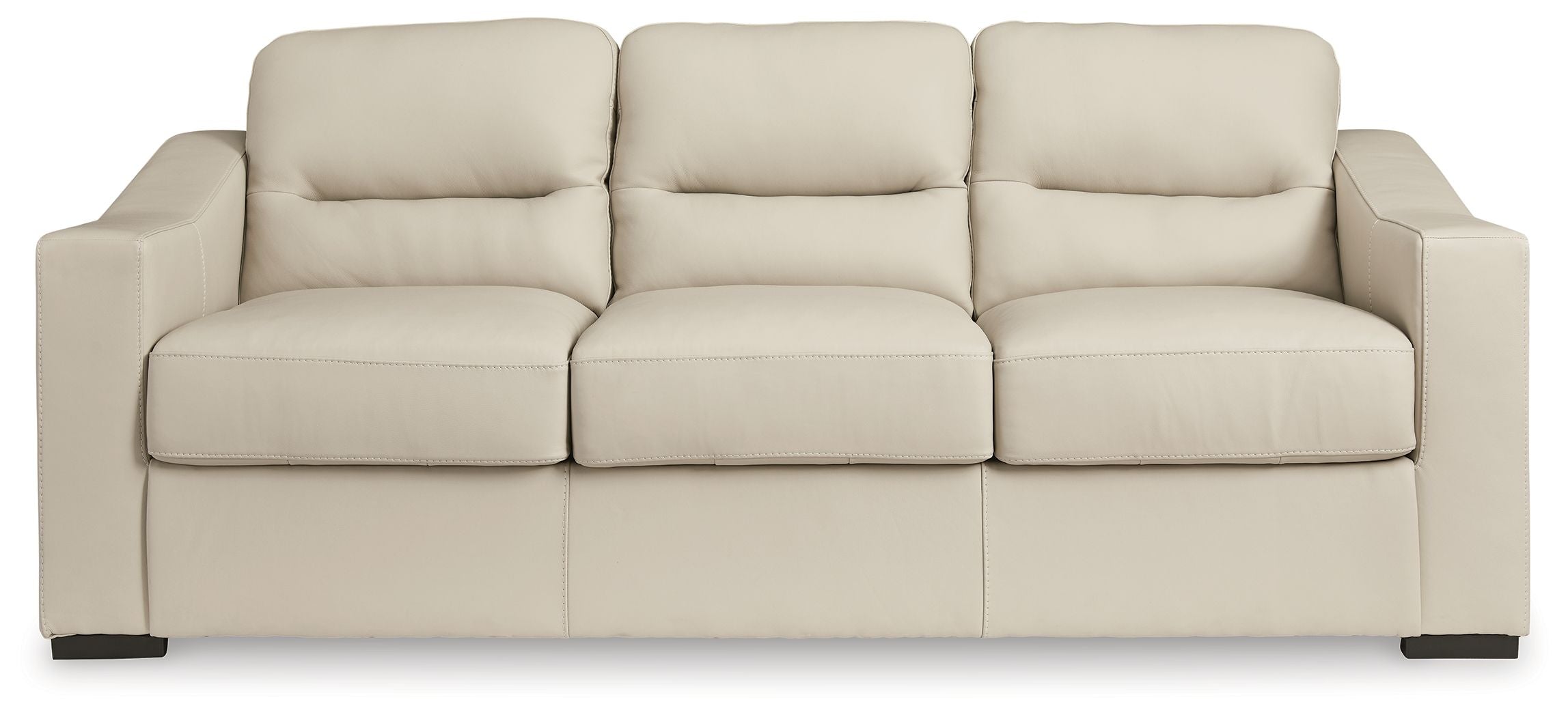 Almond 3-seat upholstered sofa with three cushions and squared arms