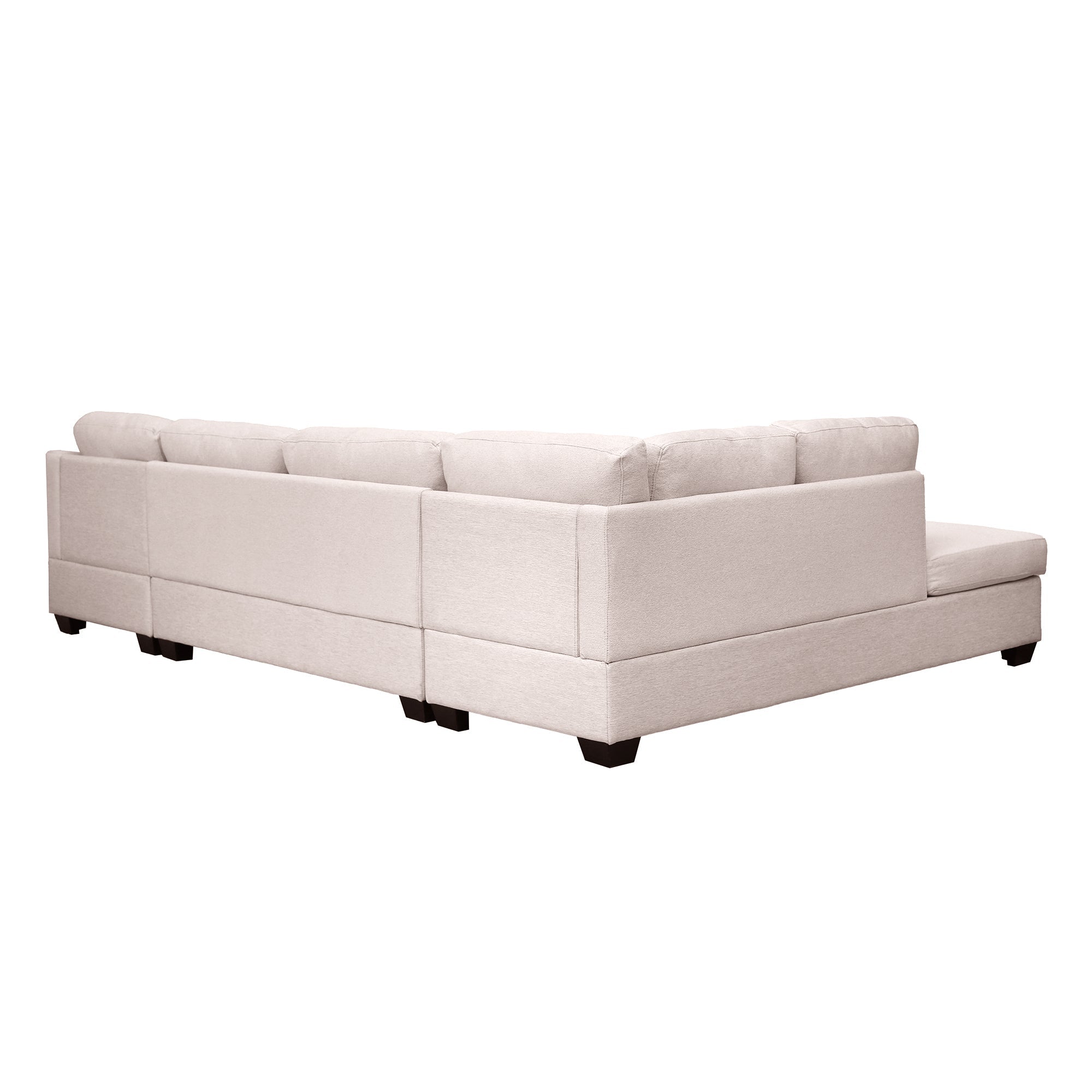 Beige Modern U-Shape Sectional Sofa - Double Chaise-Stationary Sectionals-American Furniture Outlet