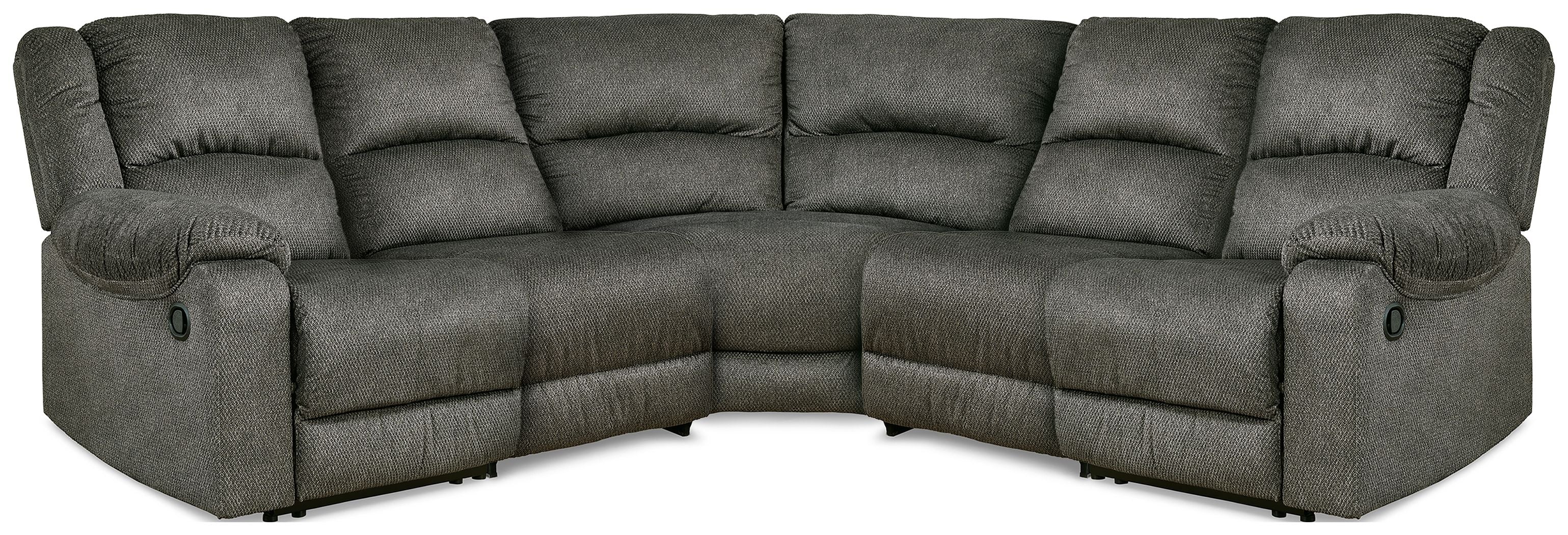 Benlocke Gray Reclining Sectional-Reclining Sectionals-American Furniture Outlet