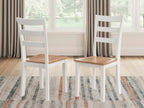 Dining room side chairs set of 2 with white frames and wood-look seats