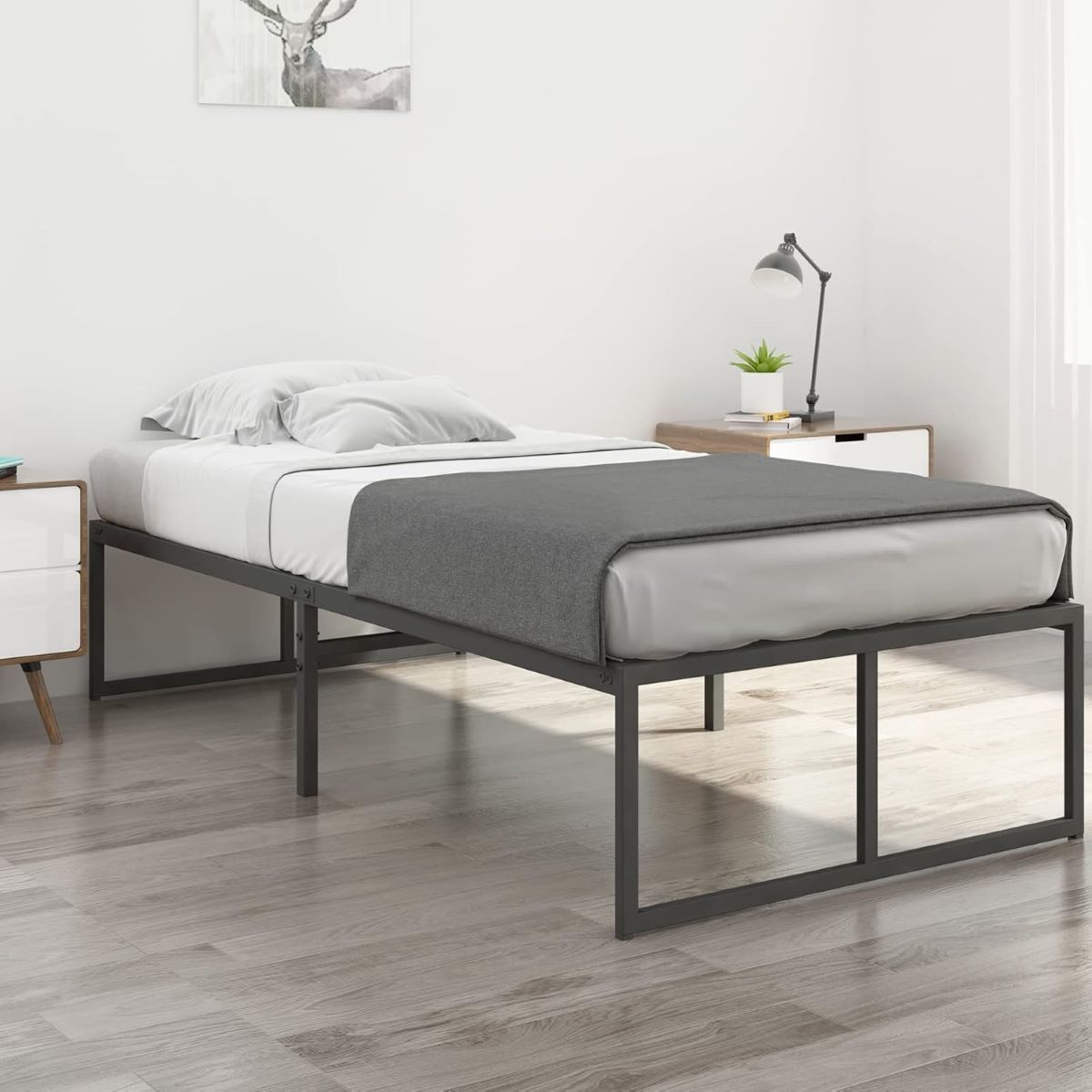 Twin XL 16" Metal Platform Bed Frame - Heavy-Duty, No Box Spring