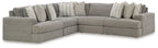 Gray corner sectional sofa with chaise seats and multiple accent pillows