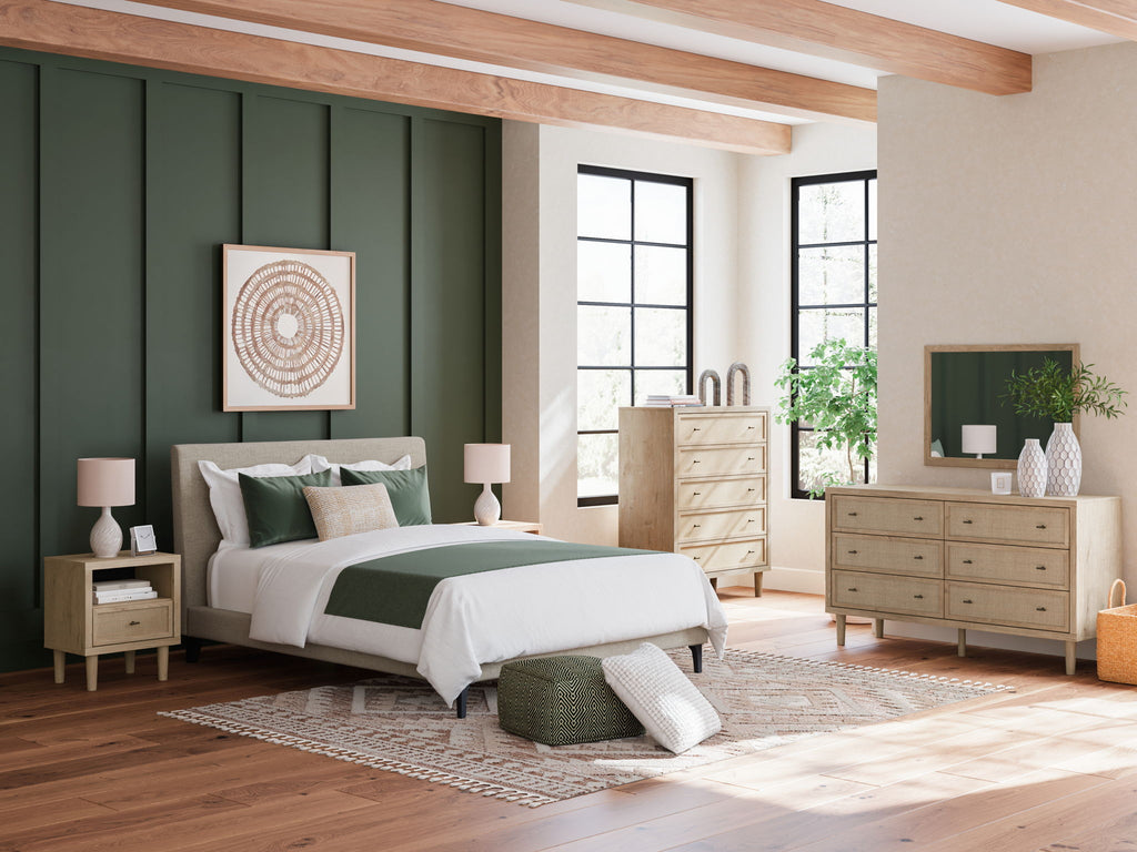 Cielden upholstered bedroom set bedroom furniture with bed, nightstands, and dresser