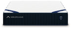 DreamCloud classic hybrid mattress, black quilted side with Classic label and blue trim