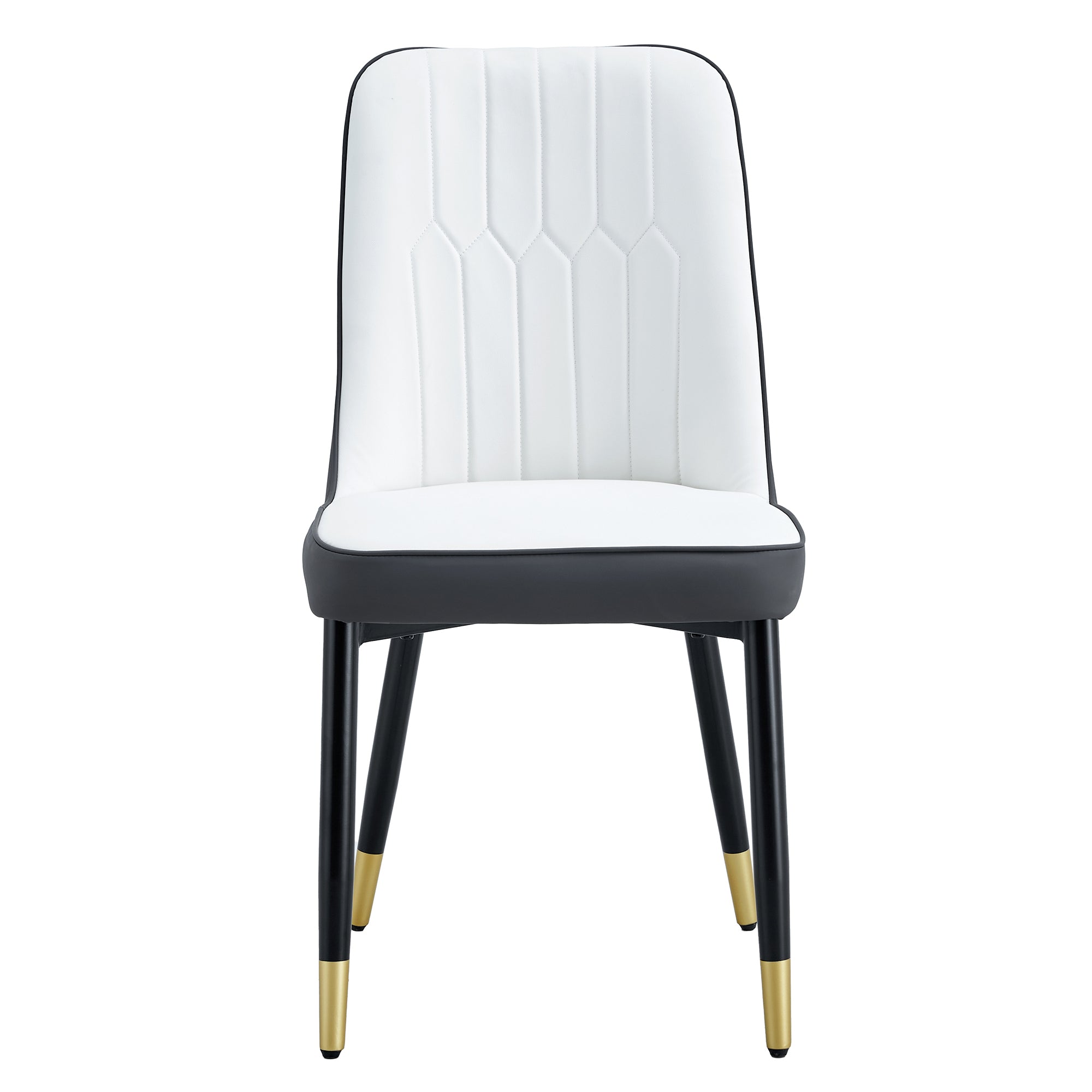 White Marble Dining Table & 8 Black Chairs Set F-1538