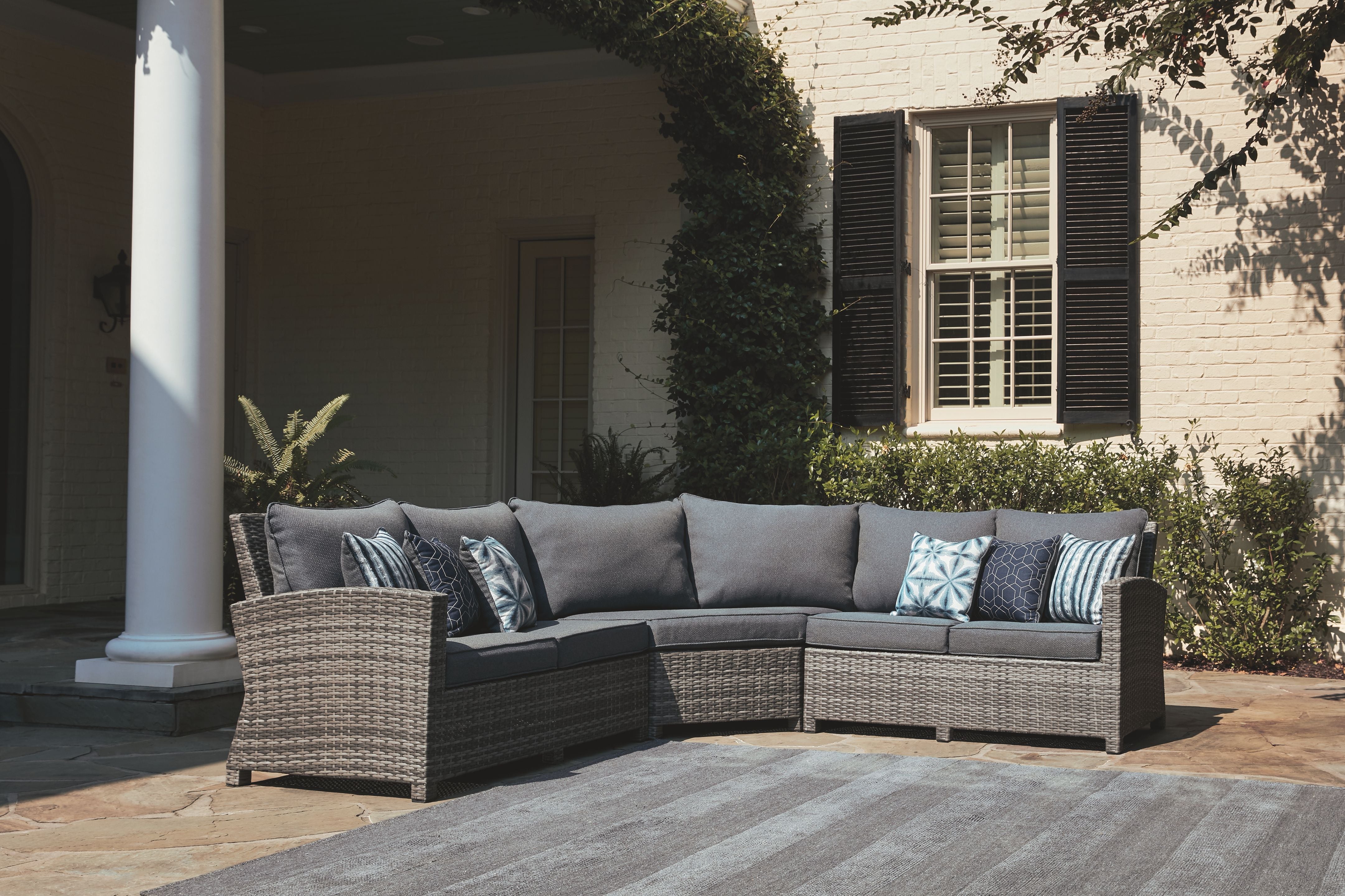 Salem Beach - Gray - 3 Pc. - Sectional Lounge-Stationary Sectionals-American Furniture Outlet