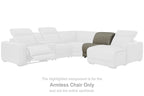 Gray armless chair shown as highlighted component of sectional