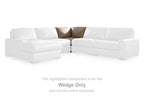 Wedge-only upholstered sofa section with seat and back cushions, light beige fabric