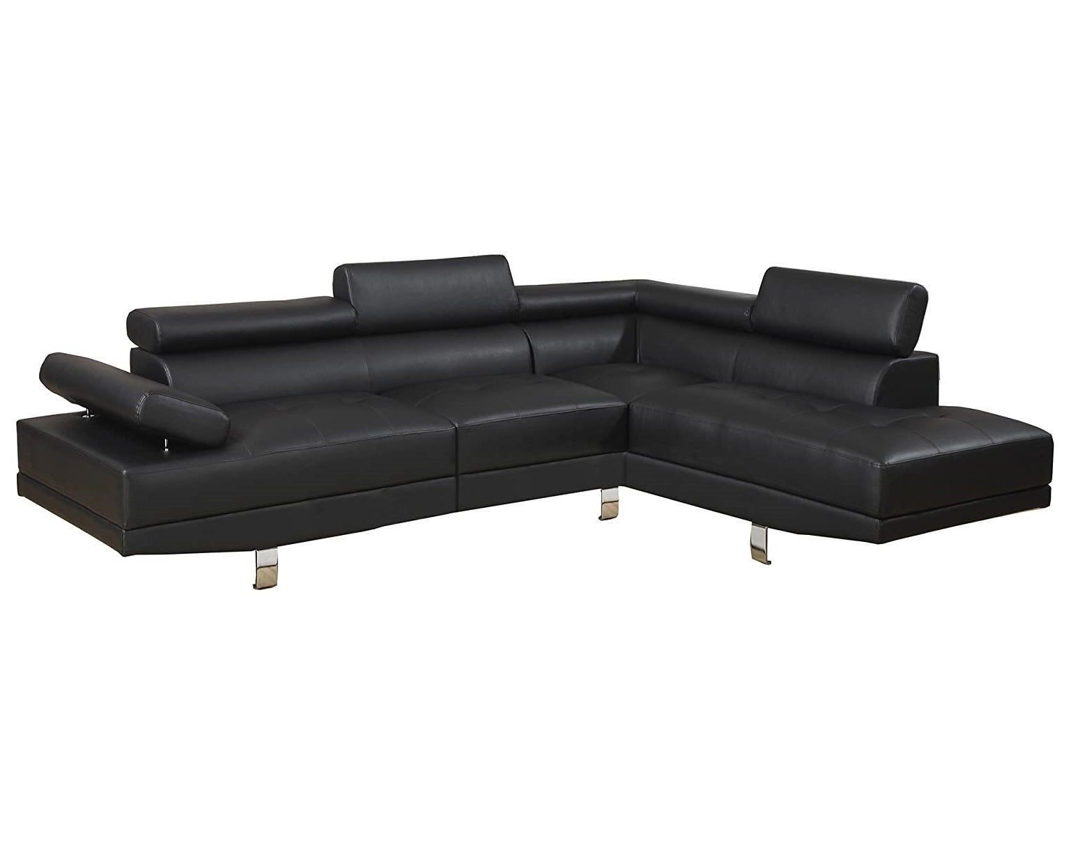 black faux leather l shaped sectional