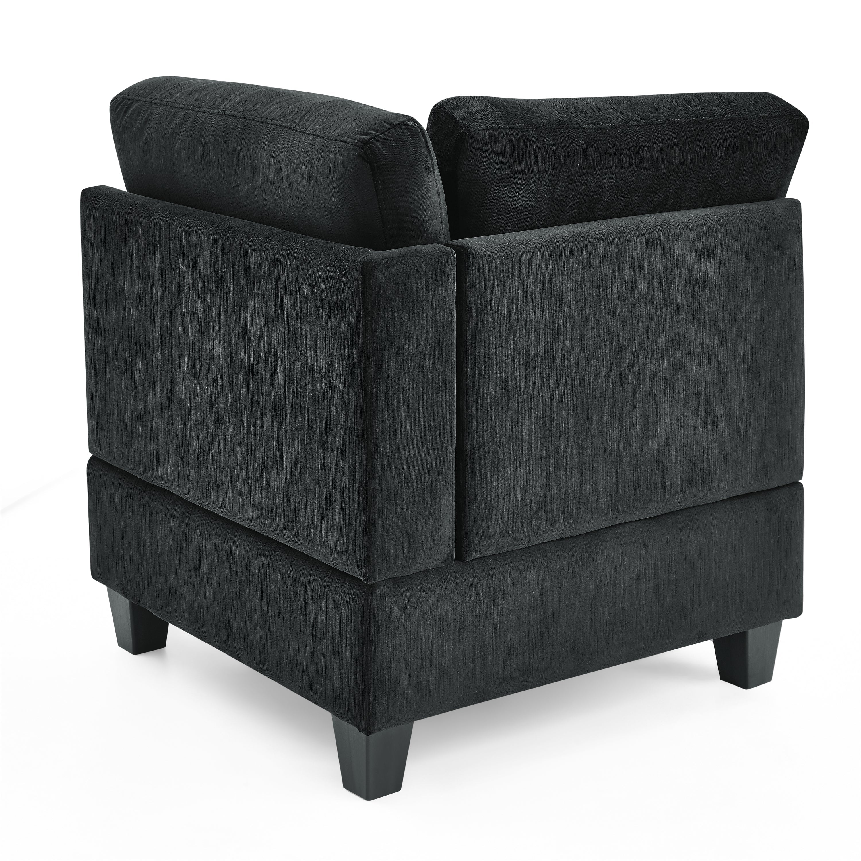 Black Velvet Modular Sectional Sofa – Customizable Comfort with Storage-Stationary Sectionals-American Furniture Outlet