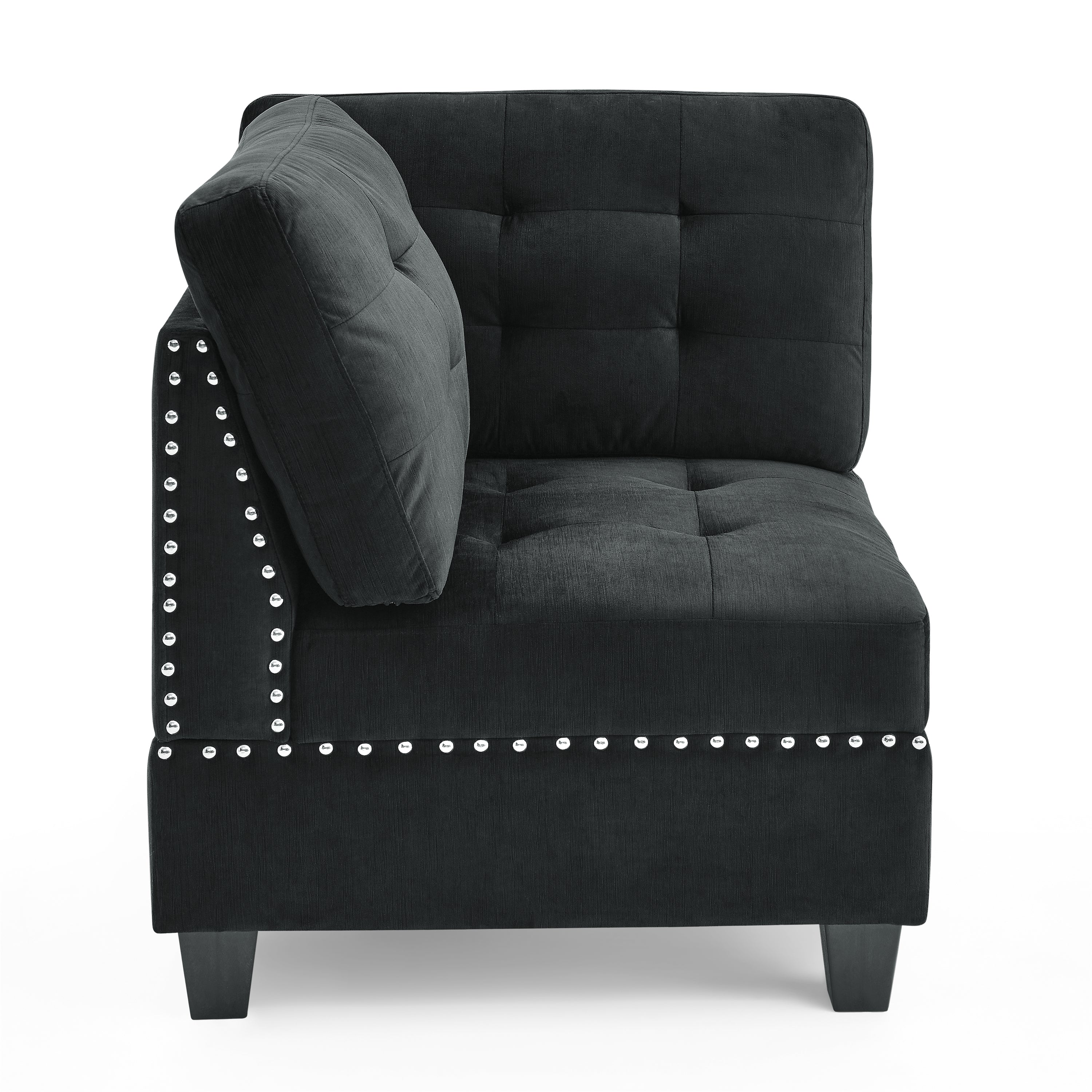 Black Velvet U-Shaped Modular Sectional Sofa with 4 Chairs & 2 Corners-Stationary Sectionals-American Furniture Outlet