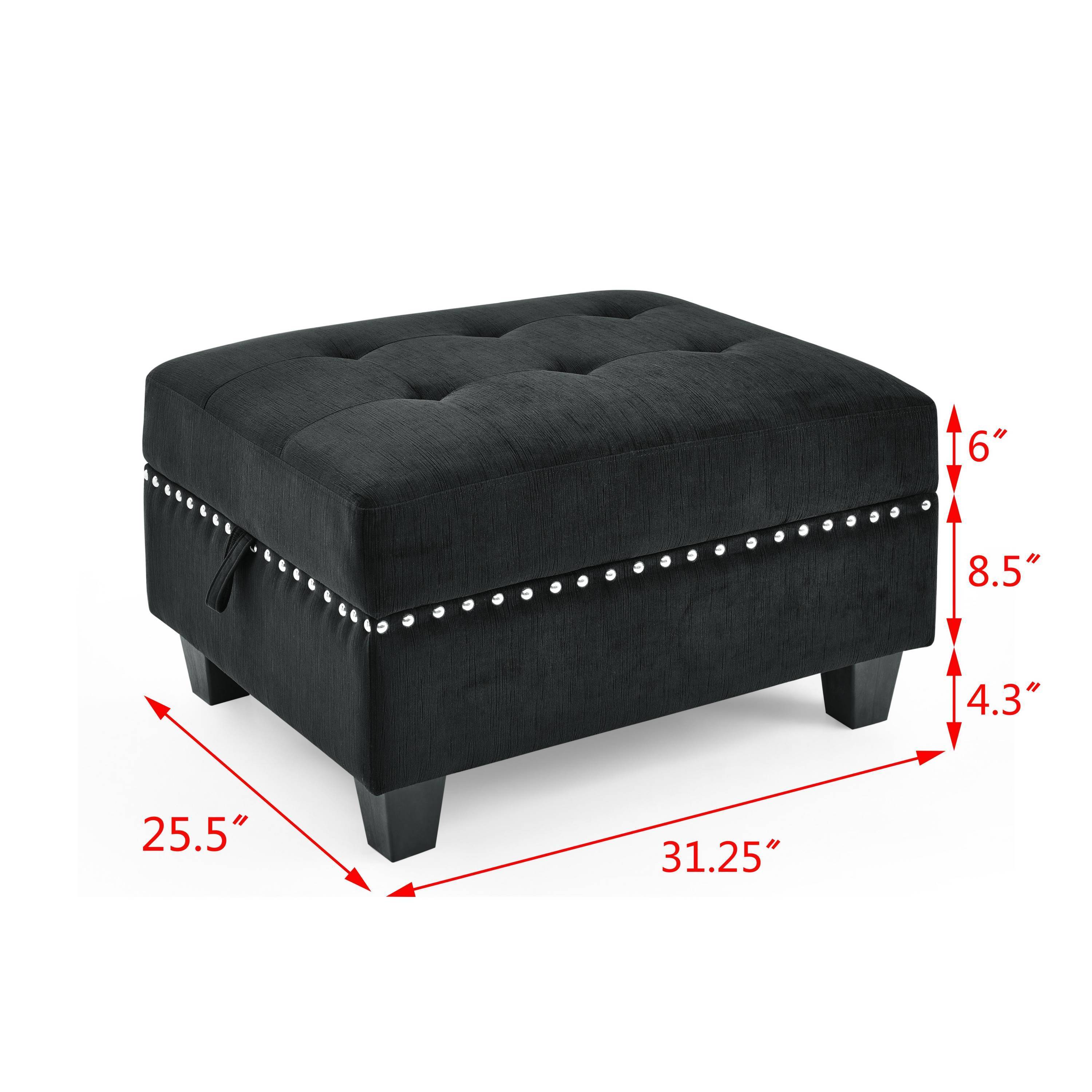 Black Velvet U-Shaped Modular Sectional Sofa with 4 Chairs & 2 Corners-Stationary Sectionals-American Furniture Outlet