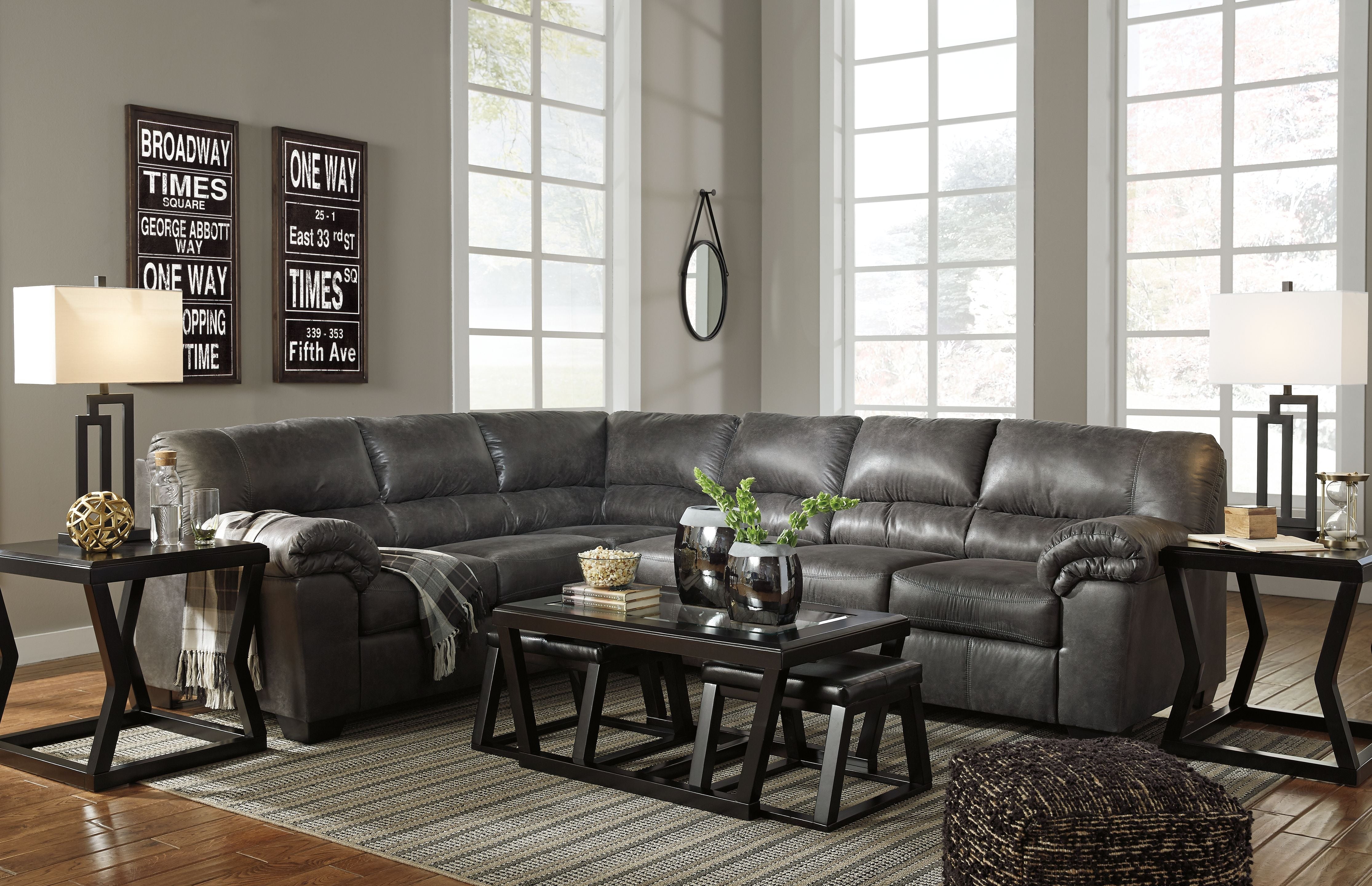 Bladen Faux Leather Sectional-Stationary Sectionals-American Furniture Outlet