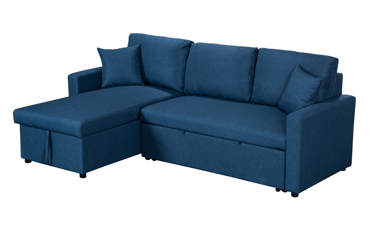 Blue Linen Sleeper Sectional w/ Storage-Sleeper Sectionals-American Furniture Outlet