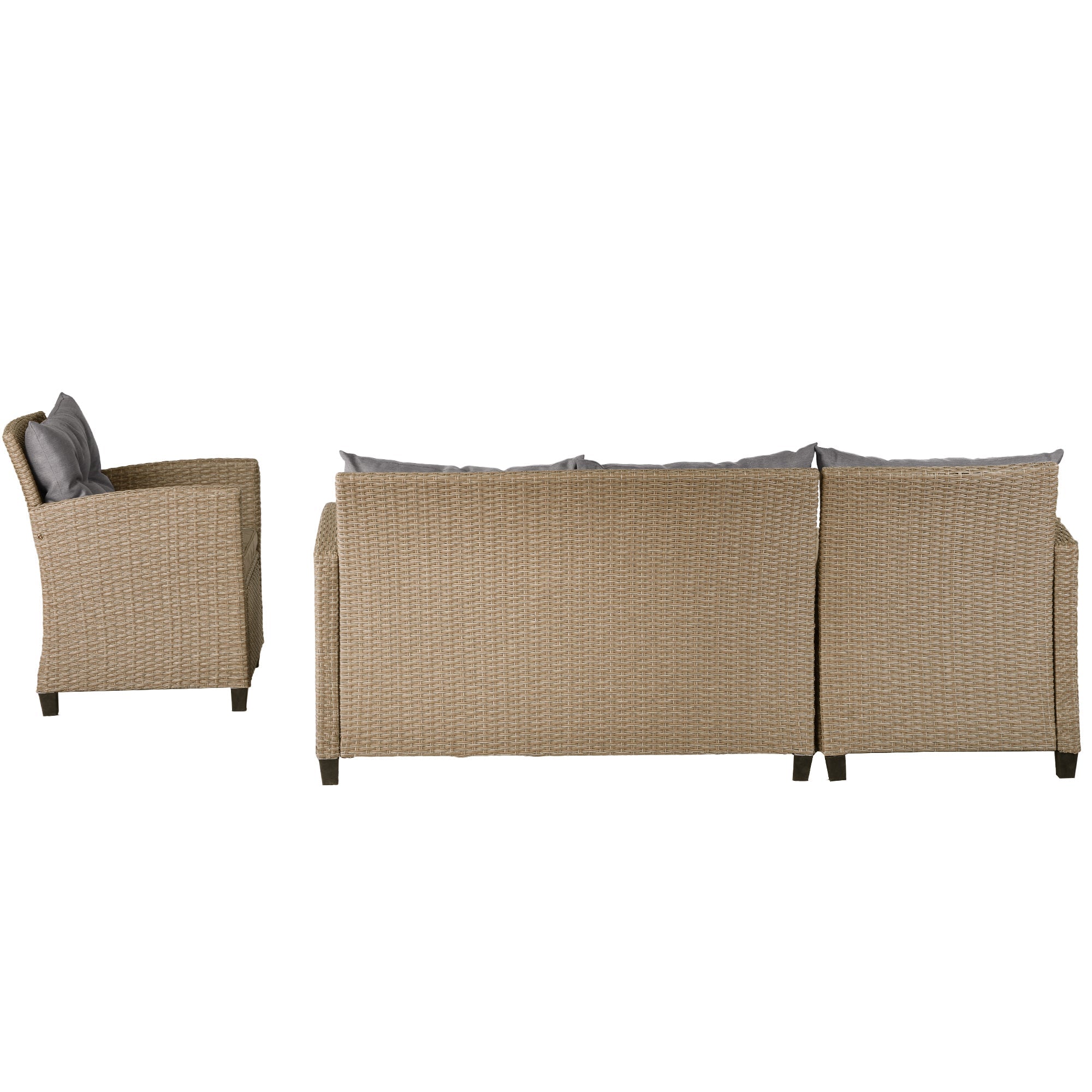 Brown 4-Piece Wicker Patio Sectional Set | Relax in Style-4 Piece Outdoor Sets-American Furniture Outlet