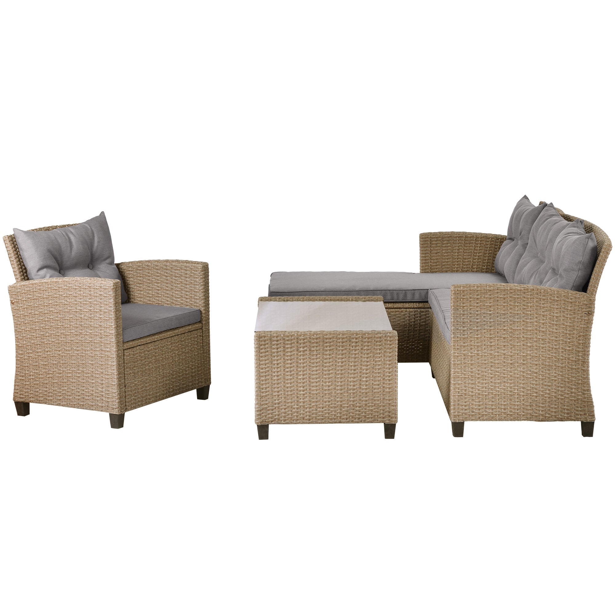 Brown 4-Piece Wicker Patio Sectional Set | Relax in Style-4 Piece Outdoor Sets-American Furniture Outlet