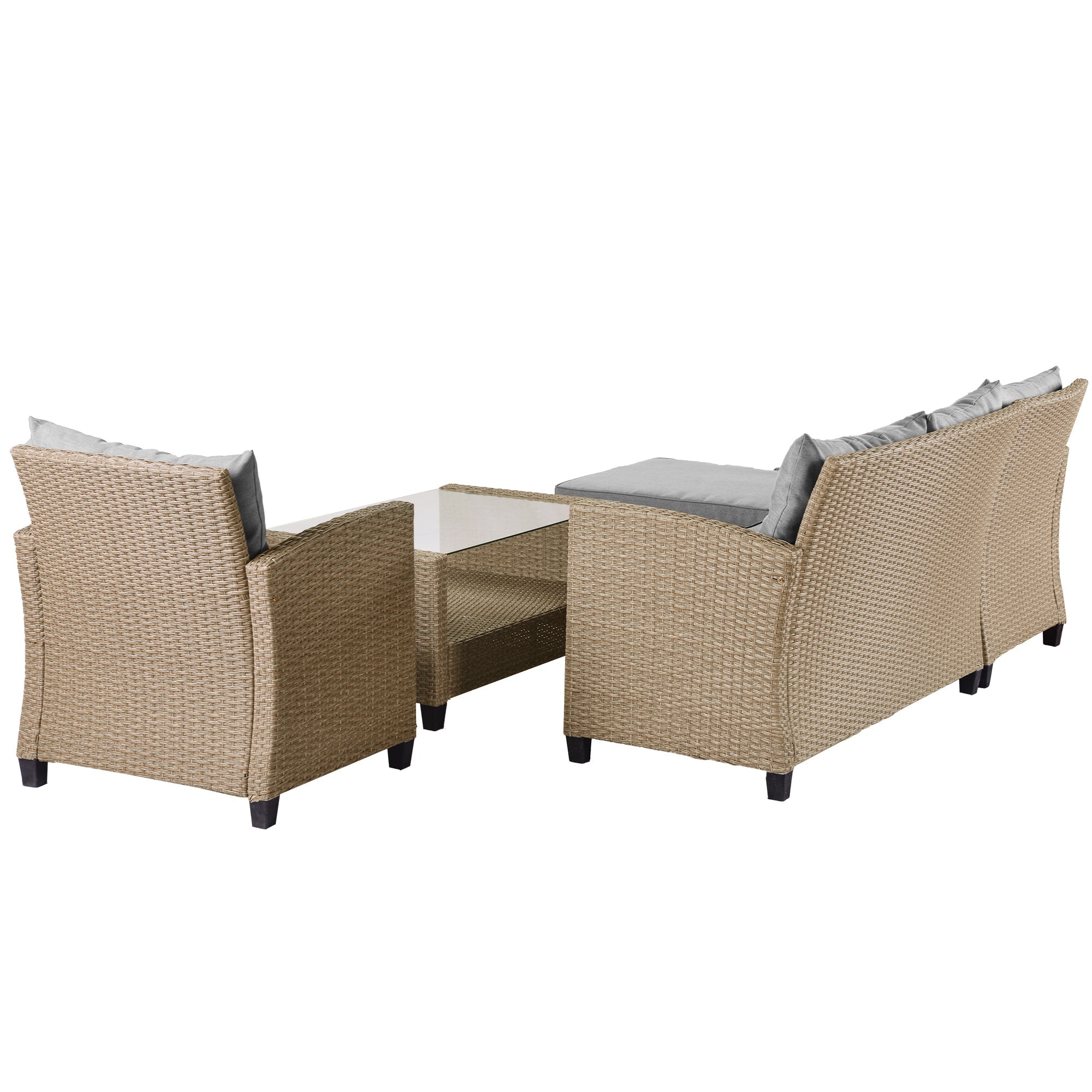 Brown 4-Piece Wicker Patio Sectional Set | Relax in Style-4 Piece Outdoor Sets-American Furniture Outlet