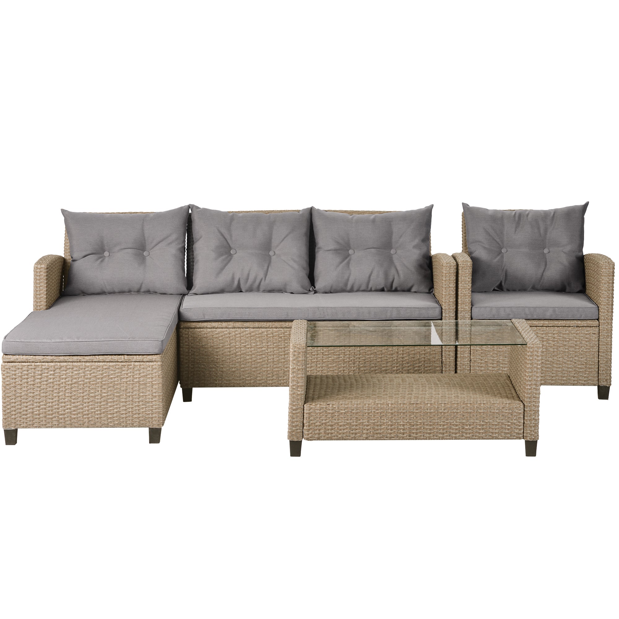 Brown 4-Piece Wicker Patio Sectional Set | Relax in Style-4 Piece Outdoor Sets-American Furniture Outlet