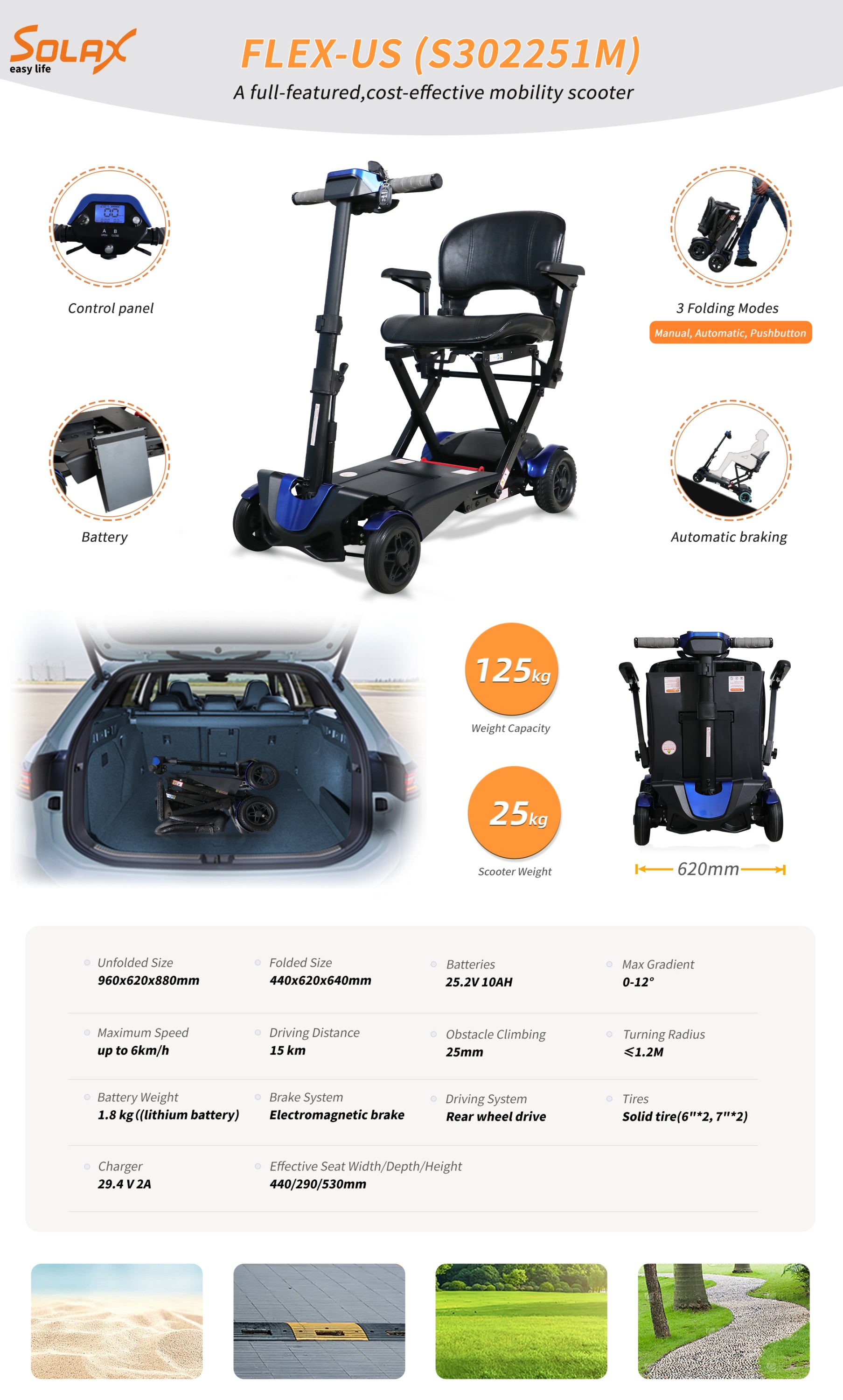 SOLAX Foldable Electric Mobility Scooter - Seniors