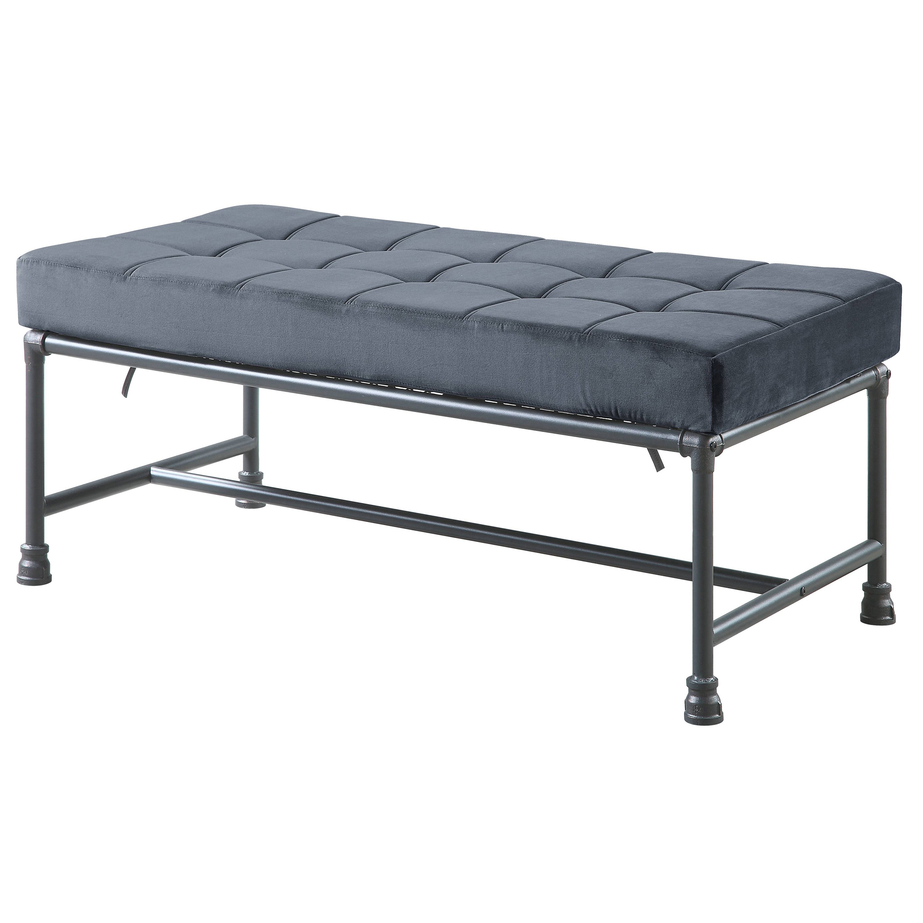 Grey & Sandy Tufted Bench - Elegant Home Decor