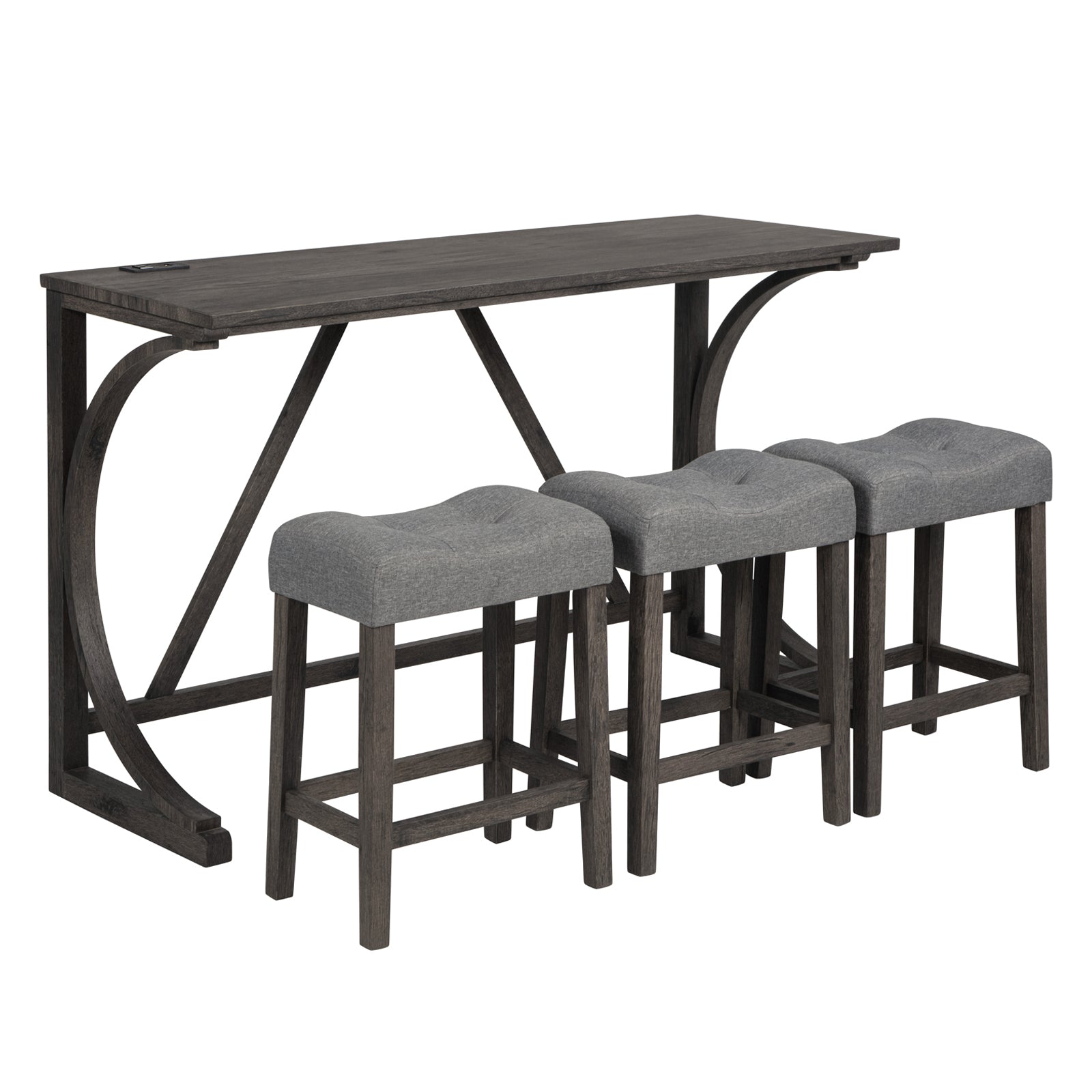 4-Piece Bar Table Set w/ Power Outlet & Stools