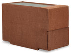 Spice brown fabric console with storage, open top tray