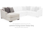 Stone gray left-arm facing corner chaise with two coordinating pillows