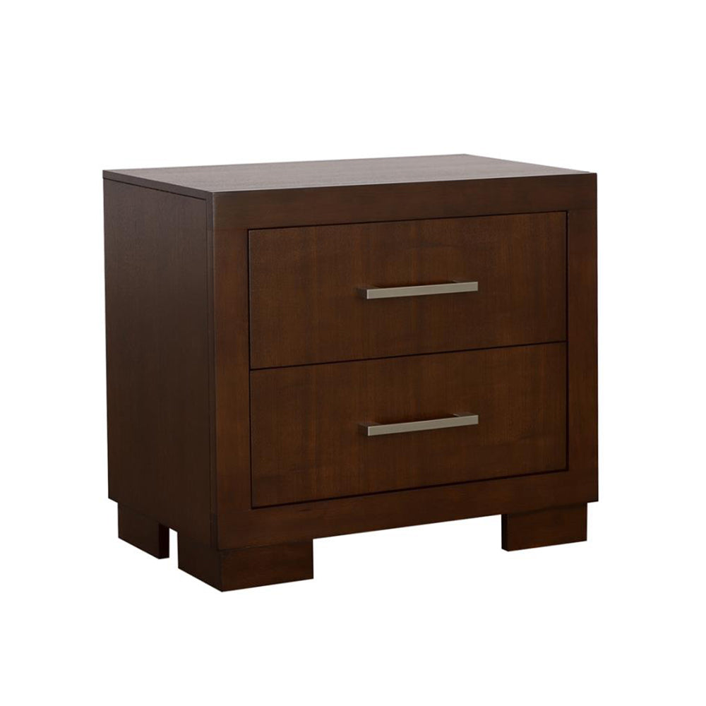 2-Drawer Cappuccino MDF Nightstand - Modern Bedroom Storage