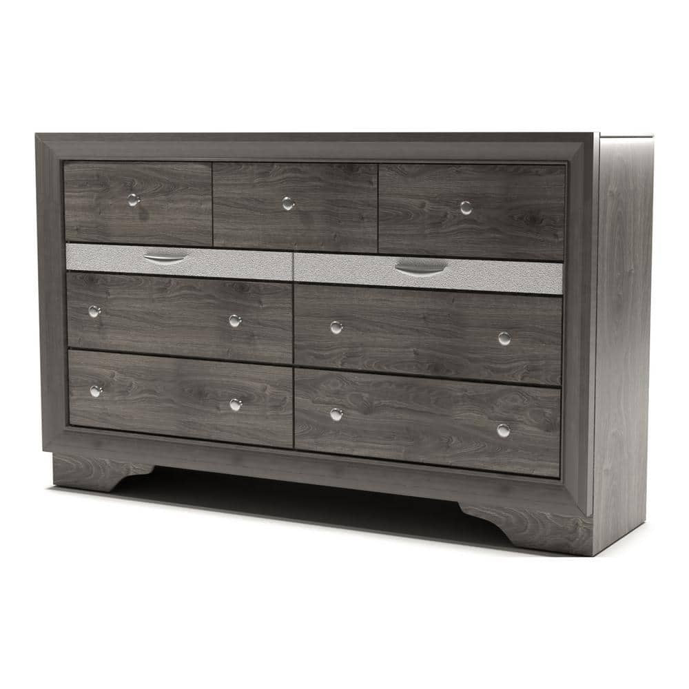 Contemporary Gray Dresser: Hidden Jewelry, Silver Accents