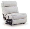 Grafton Pike - Power Armless Recliner With Adjustable Headrest - Pearl / Ash