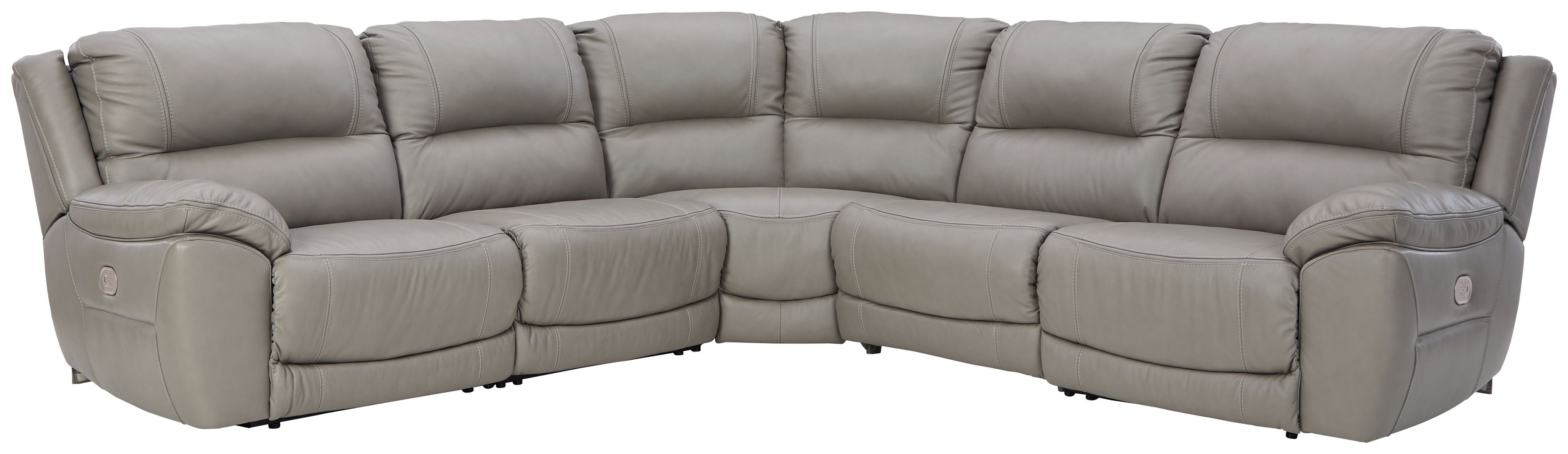 Dunleith Gray Leather Power Reclining Sectional