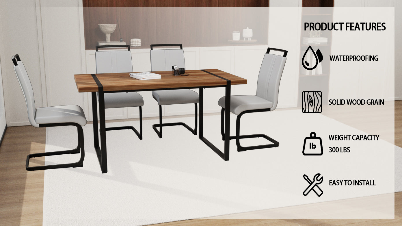 59" Rustic Industrial Dining Table Set for 4