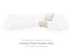 Armless power recliner component highlighted on a white sectional sofa set