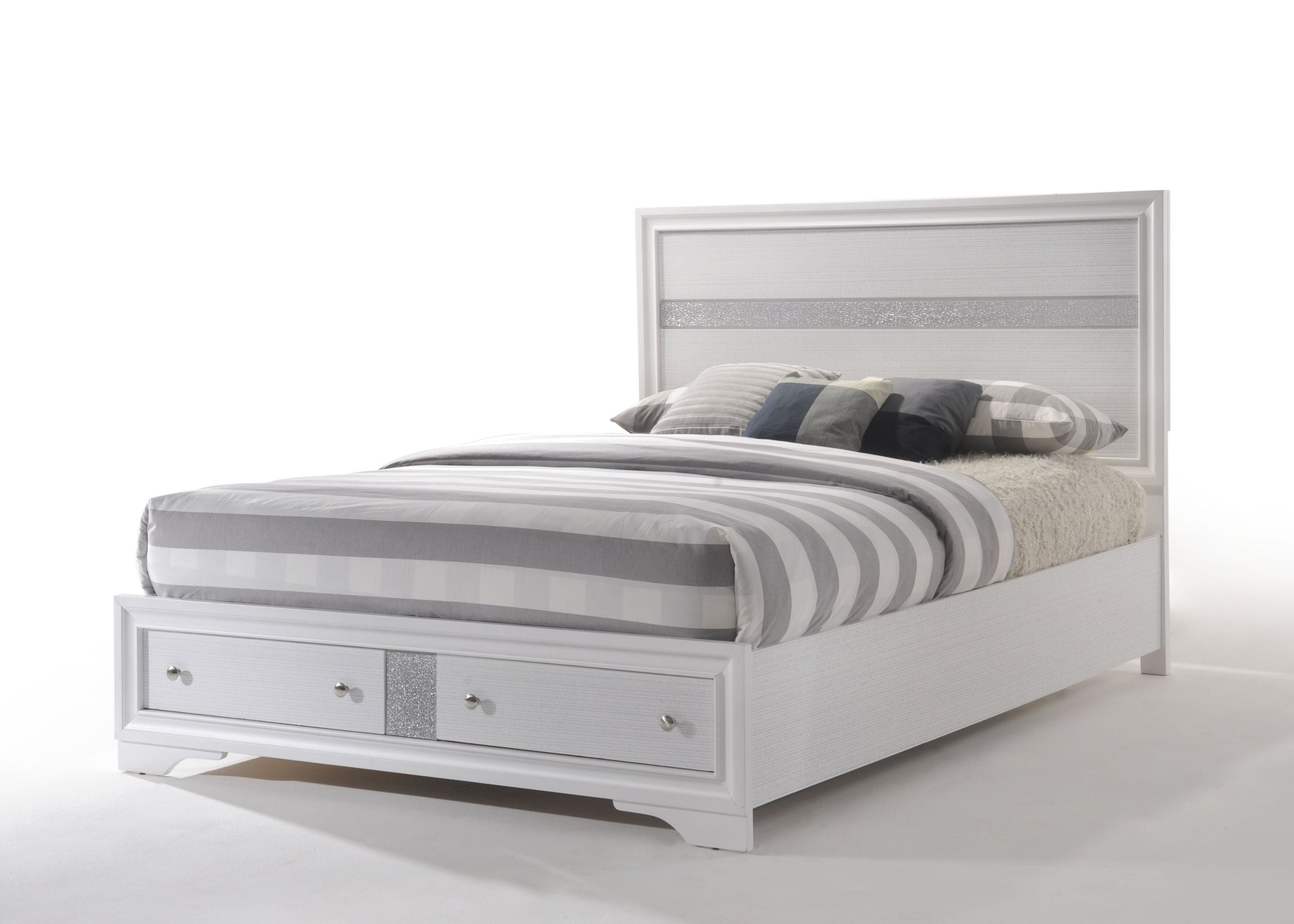 White Queen Bed with Storage Drawers - Space-Saving Design