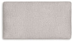 Sandstone fabric ottoman with rectangular padded top and stitched edges