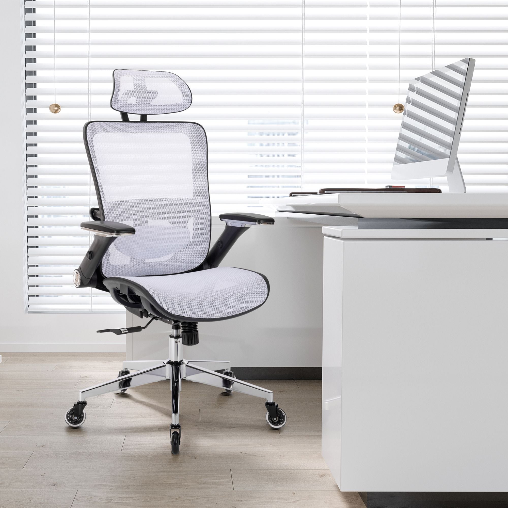 Ergonomic Mesh Office Chair w/ Headrest & Flip-Up Arms