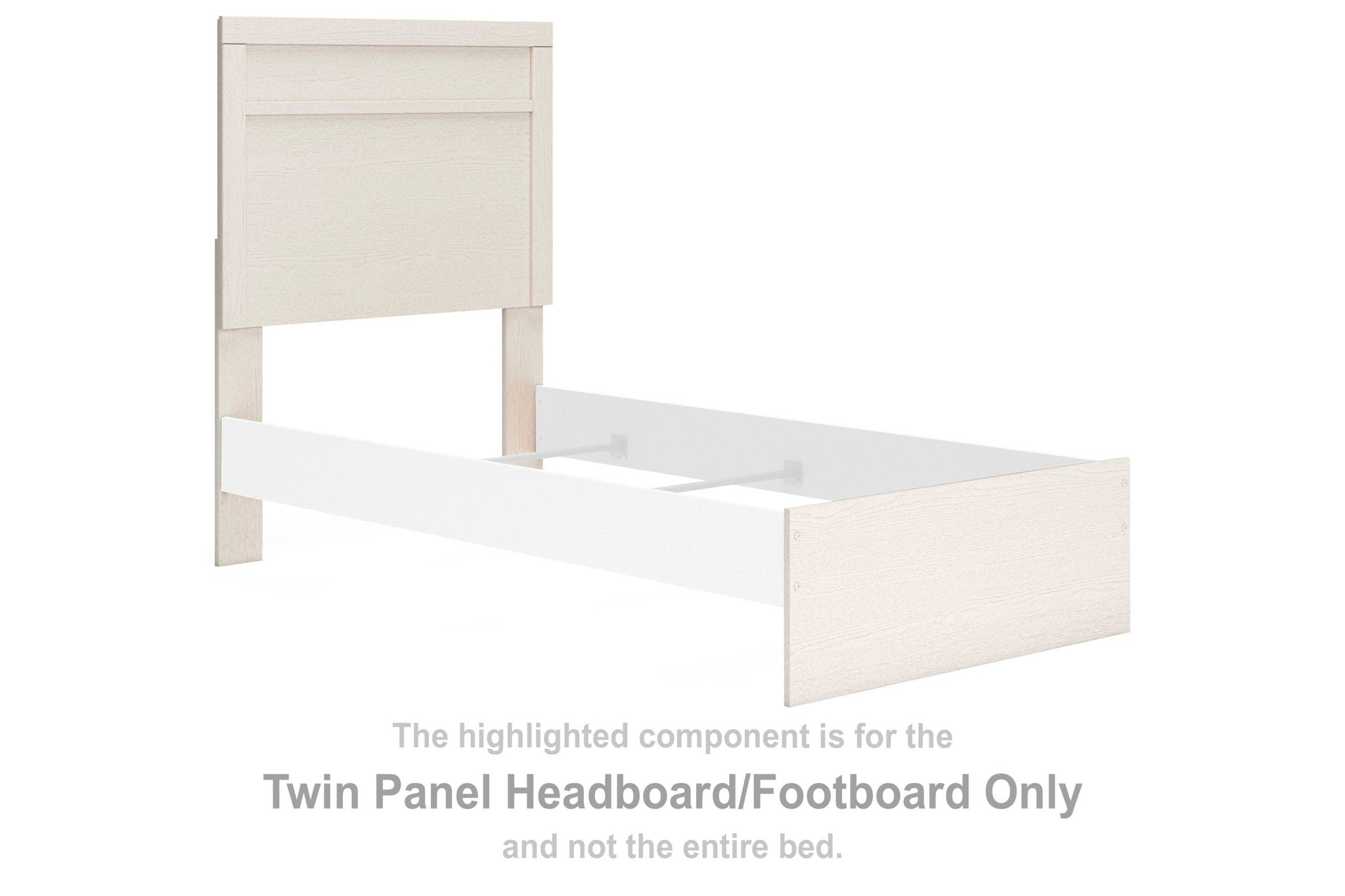 White twin panel headboard/footboard with vertical slat and horizontal trim