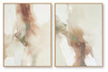 Set of 2 framed abstract figure wall art prints in beige and teal