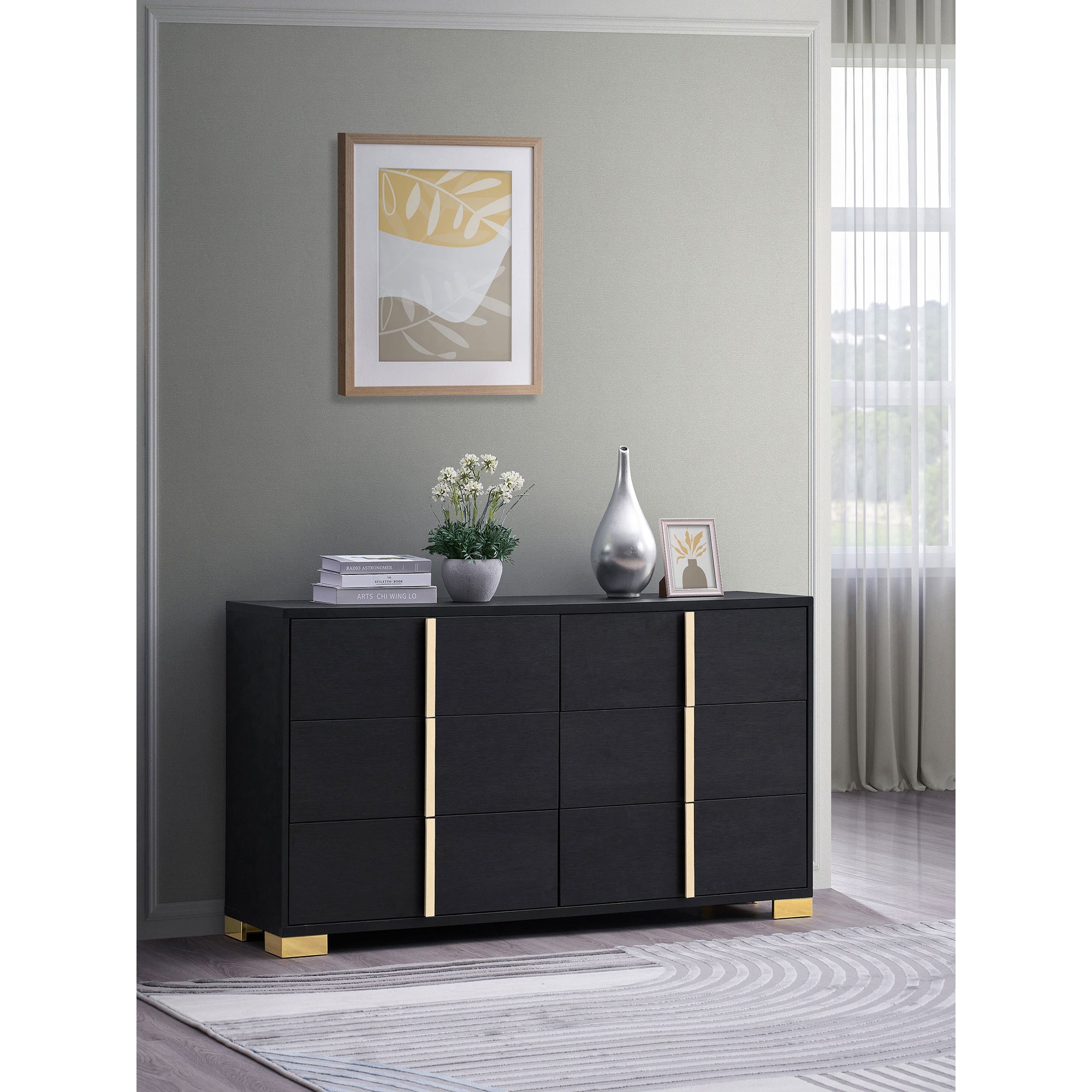 Medici Black 6-Drawer Dresser - Stylish Storage Solution